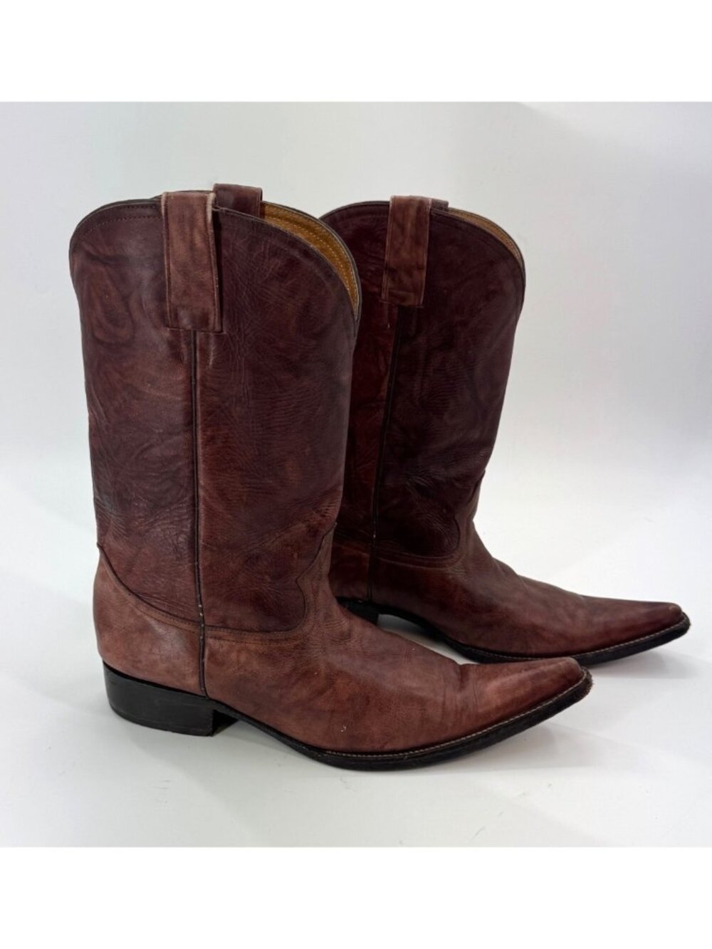 El Patron Mens Brown Leather Cowboy Boots Size 12.5 Western Made In Mexico